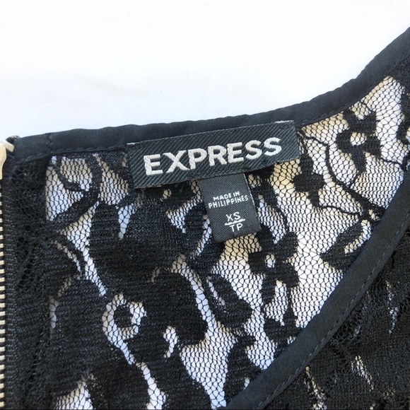 EXPRESS BLACK FLORAL SHEER LACE TOP XS - Picture 5 of 7